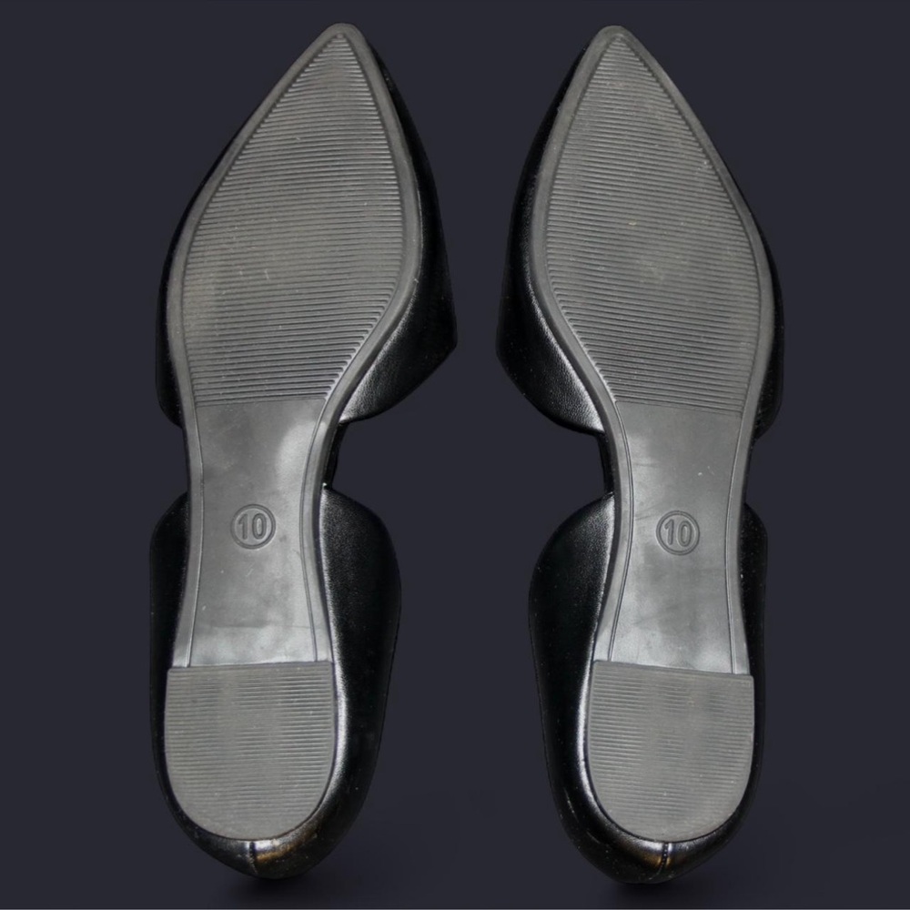 Black Pointed Toe Flats - Picture 2 of 3